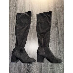 Christian Siriano Black Faux Suede Over The Knee Block Heel Boots Womens Size 9